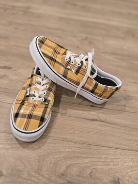 Vans Era Plaid Yellow & Black Low Top Sneakers - Unisex Mens 6 / Womens 7.5